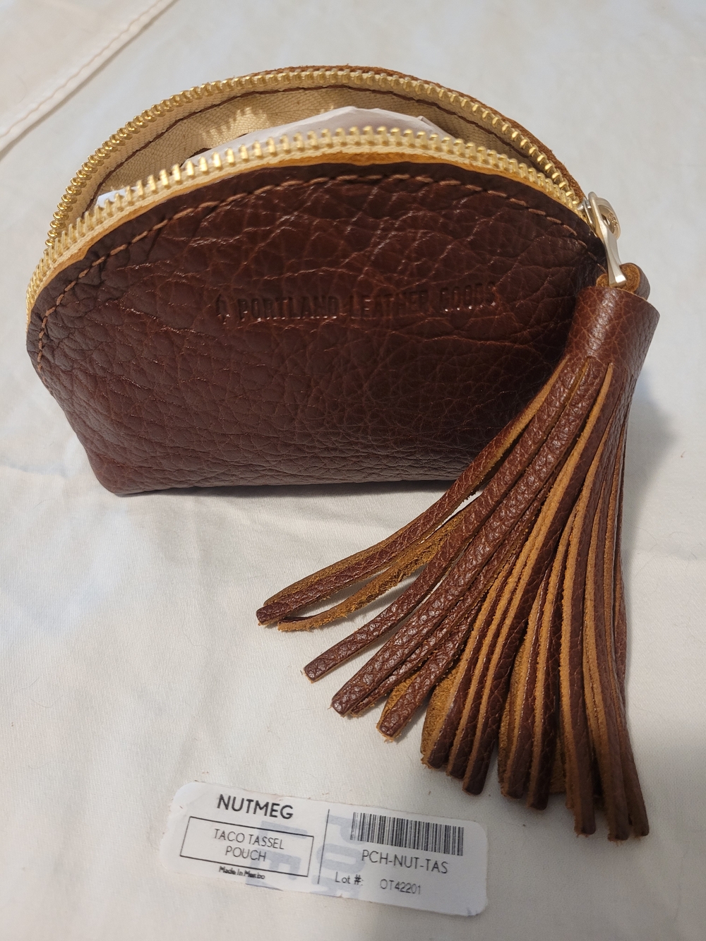 Portland Leather Nutmeg  Brown Taco Pouch with Tassel